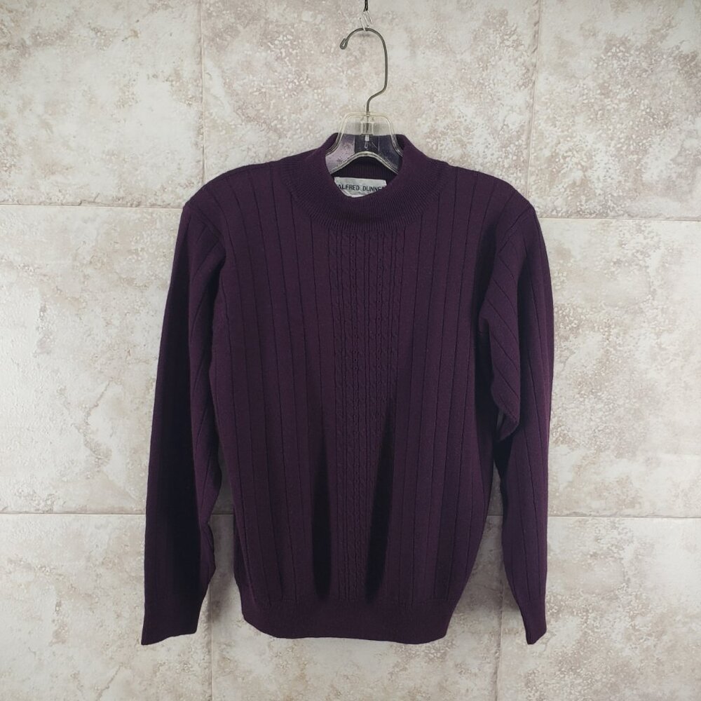 Alfred Dunner Close Knit Jumper Mock Neck Plum Pullover Sweater Top Womens Sz S
